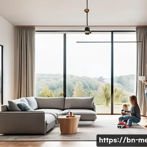 기계공학 자동화시스템설계 - **A day in an automated smart home:** A bright, modern living space filled with soft, natural light....