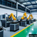기계공학 기계제작과정 - A modern industrial factory interior showcasing advanced automation technology in machine manufactur...