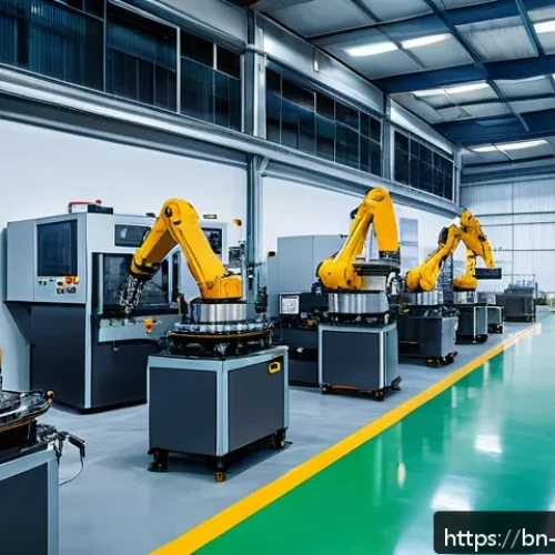 기계공학 기계제작과정 - A modern industrial factory interior showcasing advanced automation technology in machine manufactur...