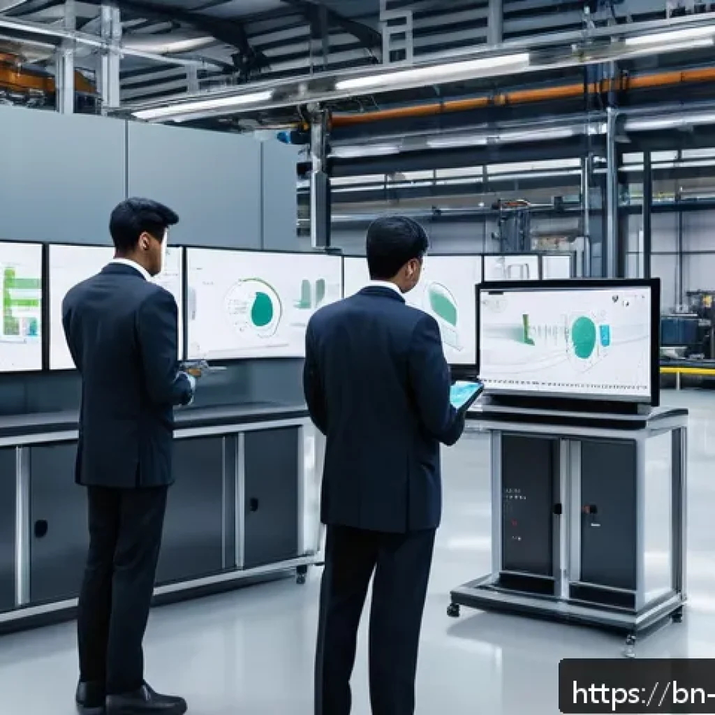 기계공학 기계시스템설계 - A high-tech industrial automation scene featuring advanced smart sensors attached to sleek machinery...