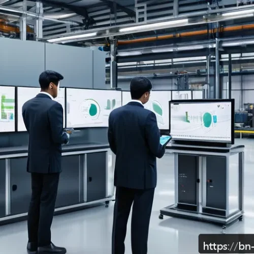 기계공학 기계시스템설계 - A high-tech industrial automation scene featuring advanced smart sensors attached to sleek machinery...